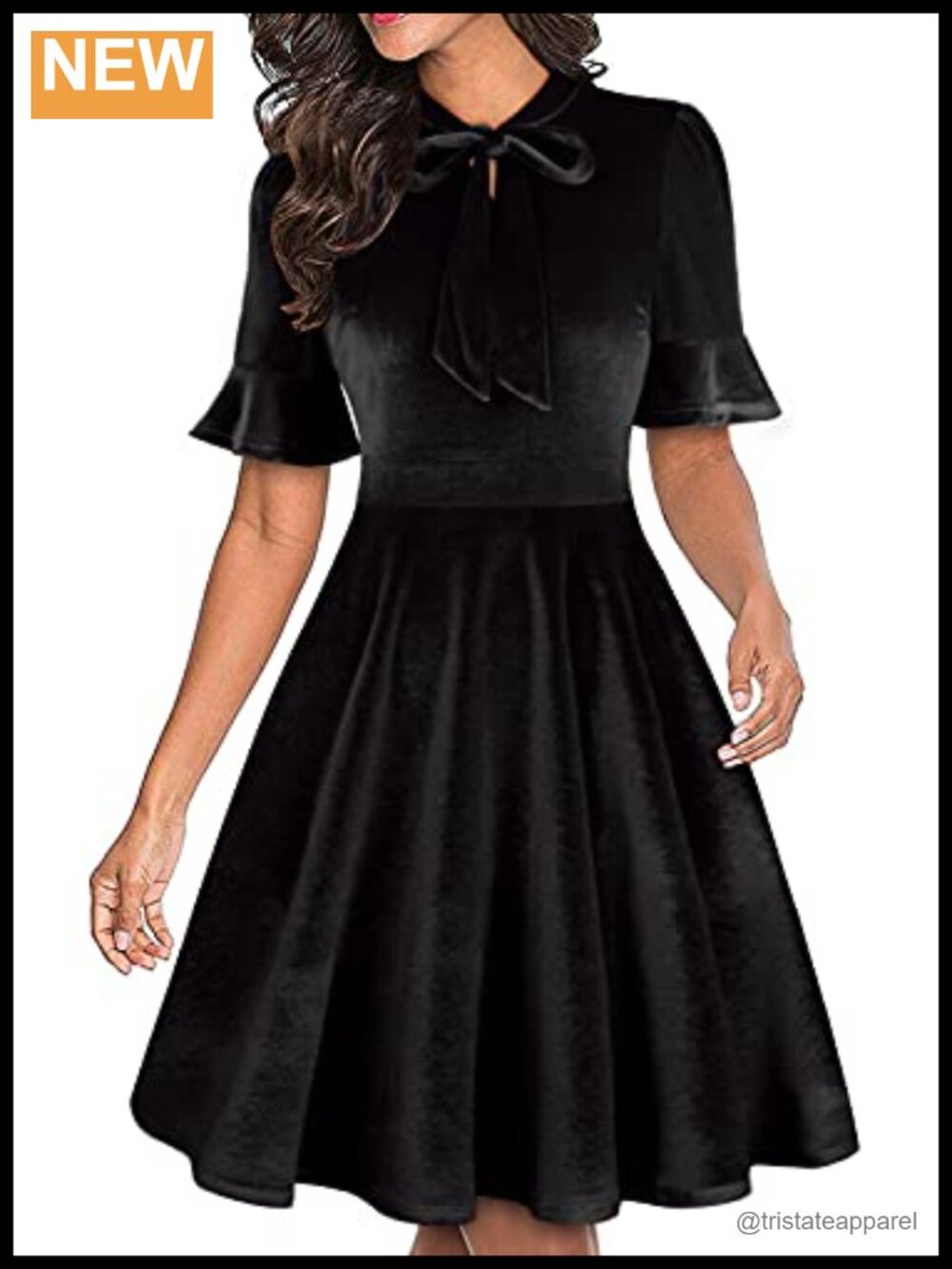 Women Ruffle Sleeve RANPHEE A-Line Cocktail Dress Work Church Wedding Guest
